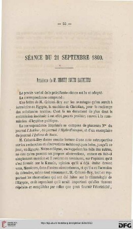 Séance du 21 septembre 1860