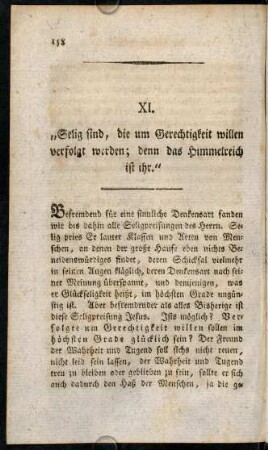 158-171, XI. "Selig sind, die um Gerechtigkeit willen verfolgt werden; denn das Himmelreich ist ihr."