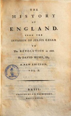 The history of England : from the invasion of Julius Caesar to the revolution in 1688, 2. [Chapter 6 - 12]