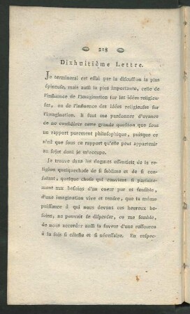 Dixhuitième Lettre
