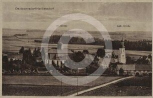 Ortsansicht Deutmannsdorf mit evangelischer und katholischer Kirche