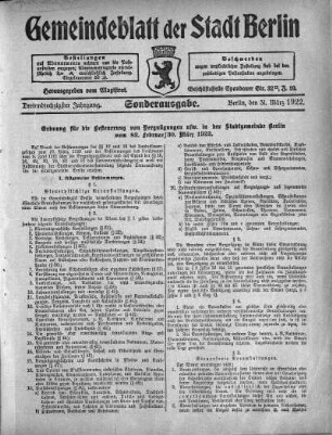 Sonderausgabe, 31. März 1922