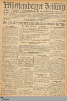 Württemberger Zeitung : das nationalsozialistische Morgenblatt in Stuttgart : WLZ, Württembergische Landeszeitung