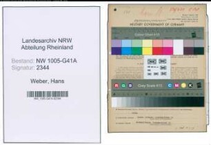 Entnazifizierung Hans Weber , geb. 07.11.1920 (Wachtmeister)