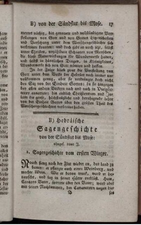 B. Hebräische Sagengeschichte von der Sündflut bis Mose