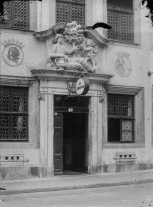 Leipzig, Zum Kaffeebaum : Leipzig. Kaffeehaus "Zum Kaffeebaum", Barfußgässchen. Straßenansicht