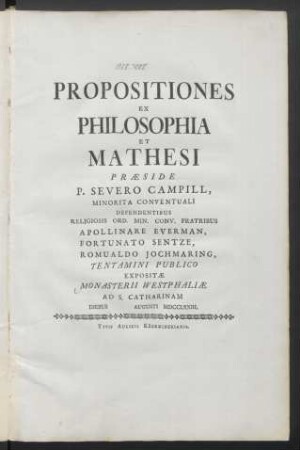 Propositiones Ex Philosophia Et Mathesi