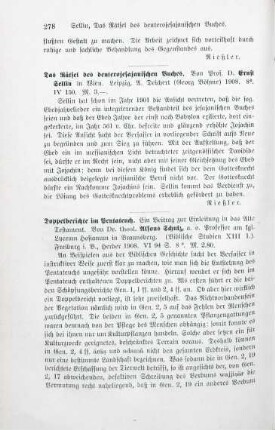 278-279 [Rezension] Schulz, Alfons, Doppelberichte im Pentateuch