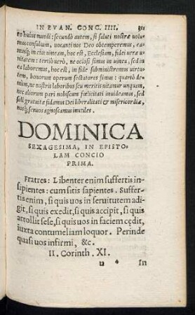 Dominica Sexagesima, In Epistolam Concio ...