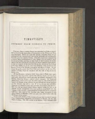 Timkovski's journey from Siberia to Pekin.