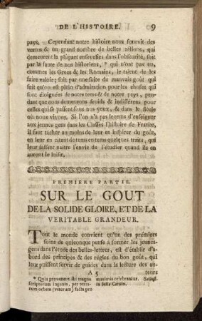 Premiere Partie. Sur Le Gout De La Solide Gloire, Et De La Veritable Grandeur.