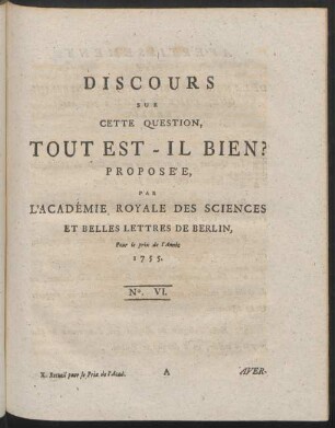 Discours Sur Cette Question, Tout Est-Il Bien?
