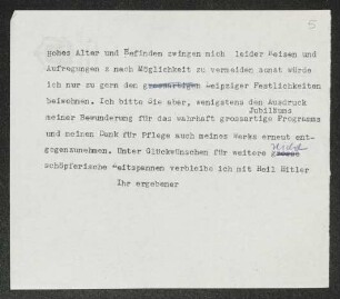Brief von Gerhart Hauptmann an Günther Grundmann