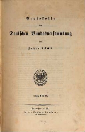Protokolle der Deutschen Bundesversammlung. 1861