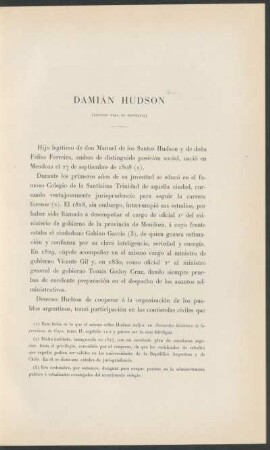 Damián Hudson : (Apuntes para su biografía)