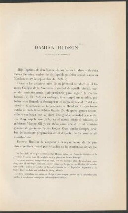 Damián Hudson : (Apuntes para su biografía)