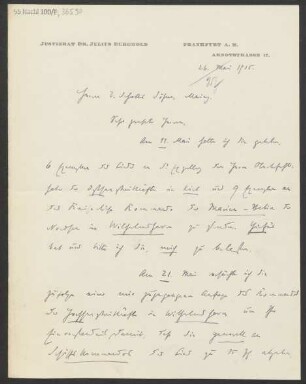 Brief an B. Schott's Söhne : 26.05.1915