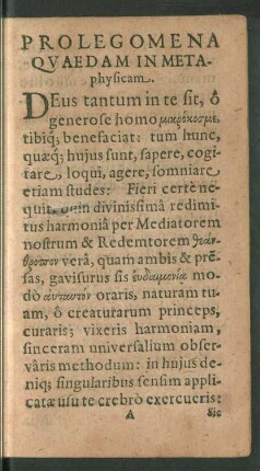 Prolegomena Quaedam In Metaphysicam.
