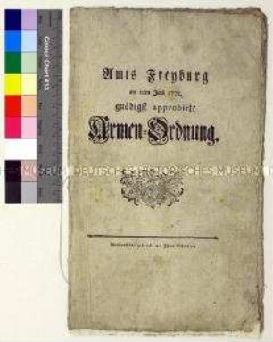 Armenordnung des Amtes Freyburg zur finanziellen Unterstützung Bedürftiger