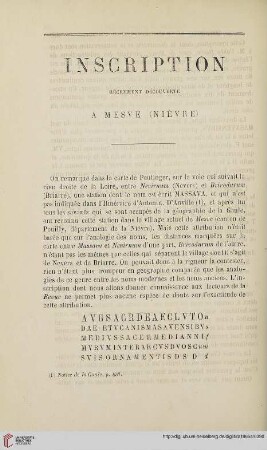 N.S. 12.1865: Inscription récemment découverte à Mesve (Nièvre)