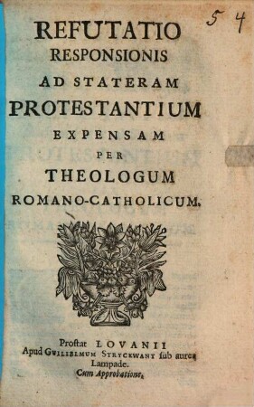 Refutatio responsionis ad Stateram protestantium expensam