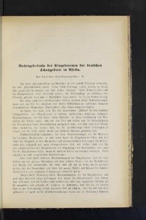 Rechtsgebräuche der Eingeborenen der deutschen Schutzgebiete in Afrika.