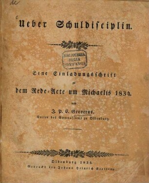 Über Schuldisciplin