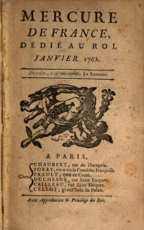Mercure de France. 1765, 1. [Vol. 1]