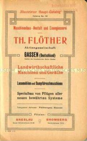 Illustrirter Haupt-Catalog (Catalog No. 110) / Landwirthschaftliche Maschinen und Geräthe