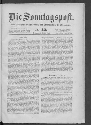 Die Sonntagspost. 1855-1876