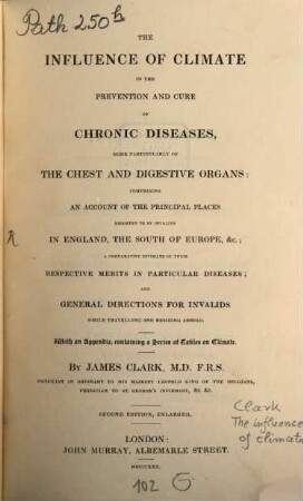 The Influence of Climate in the prevention and cure of chronic diseases