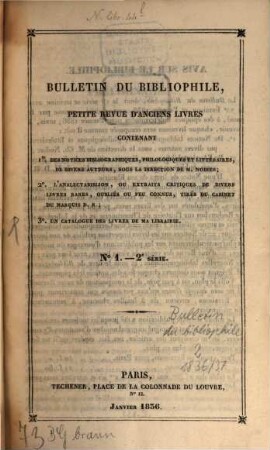 Bulletin du bibliophile. 2, 2. 1836/37