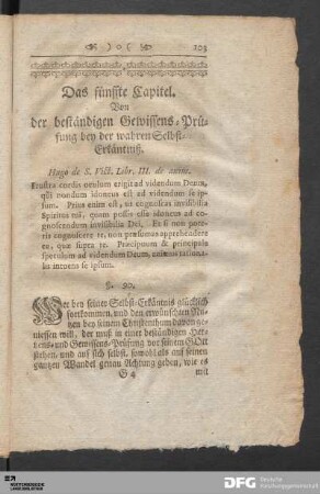 Das fünffte Capitel. Von der beständigen Gewissens-Prüfung bey der wahren Selbst-Erkäntniß.