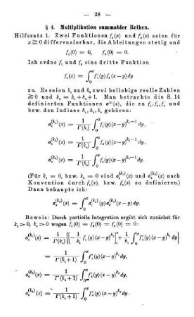 § 4. Multiplikation summabler Reihen.