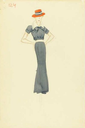 Dame in blauem Kleid