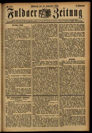 Ausgabe vom Mittwoch, den 14. September 1892.