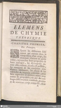 Chapitre Premier. Des Principes