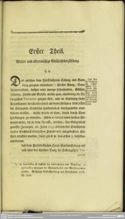 Erster Theil, Wahre und aktenmäßige Geschichtserzählung