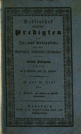 Bibliothek vorzüglicher Predigten des In- und Auslandes. 3. 1830