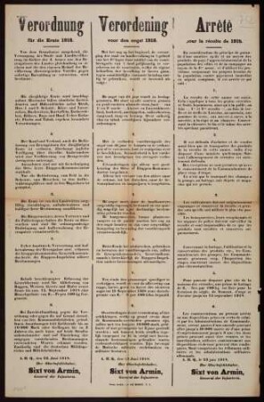 "Verordnung für die Ernte 1918"