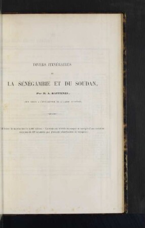 Divers itineraires de la Senegambie et du Soudan