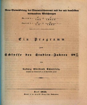 Ein Programm : zum Schlusse des Studien-Jahres. 1841/42 (1842)