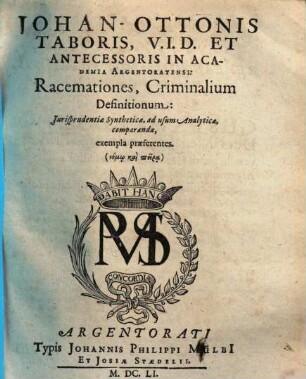 Racemationes, criminalium definitionum ...