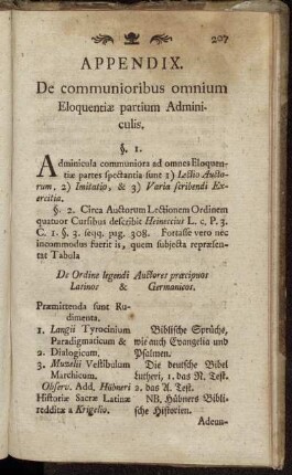 Appendix. De communioribus omnium Eloquentæ partium Adminiculis.