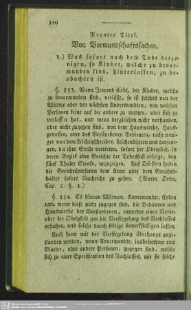 Neunter Titel. Von Vormunschaftssachen
