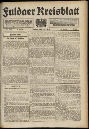 Zweite Ausgabe vom Freitag, den 30. Mai 1913.
