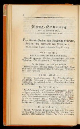 Rang=Ordnung vom 26. November 1834.