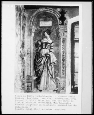 Bildersaal des Abtes David von Winkelstein, Detail, Südwand: Artemisia, aus einem Kelch die in Flüssigkeit aufgelöste Asche ihres Mannes Mausolus trinkend