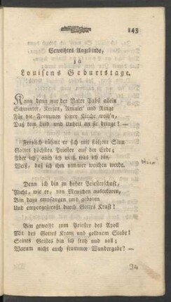 Geweihtes Angebinde, zu Louisens Geburtstage