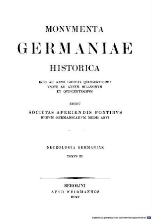 Monumenta Germaniae Historica. 3, Dioeceses Brixinensis, Frisingensis, Ratisbonensis